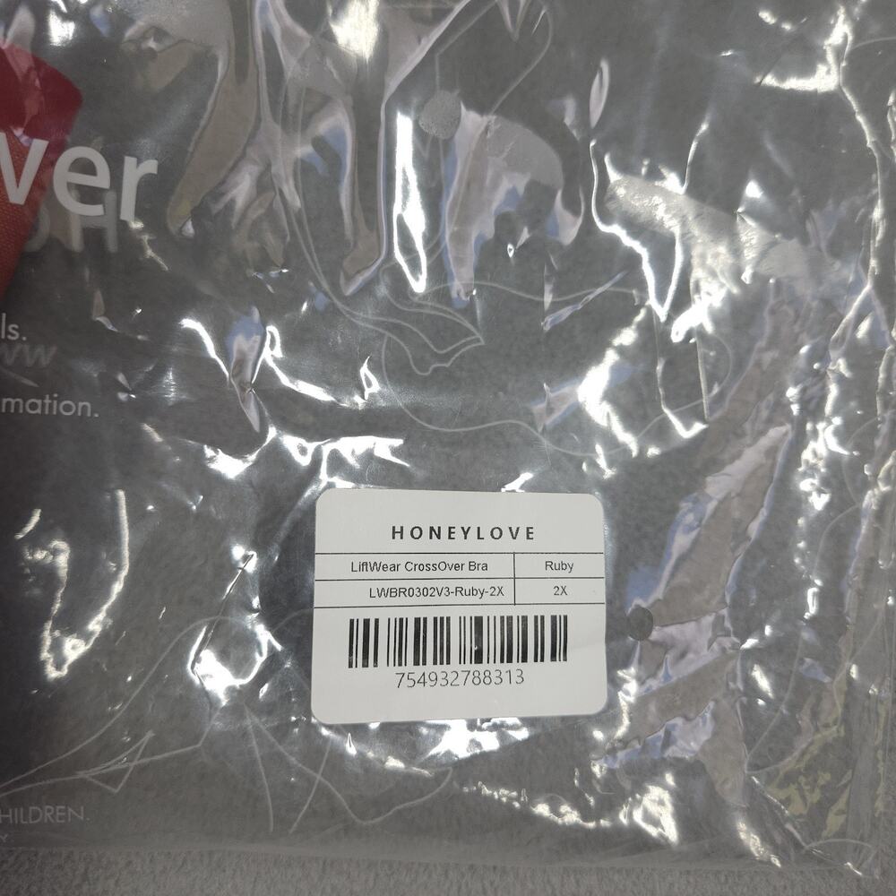HONEYLOVE Liftwear Crossover Bra in Ruby Womens Size‎ 2X Wireless LWBR0302 - Picture 8 of 9